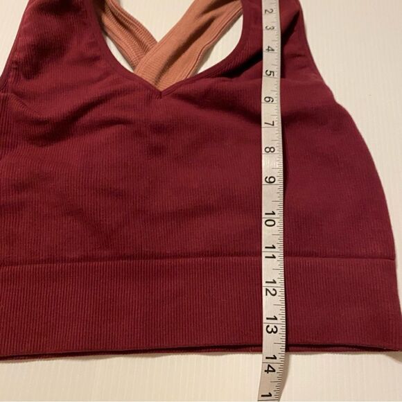 Burgundy red ribbed thick fabric Bralette crop top -L - Picture 3 of 4